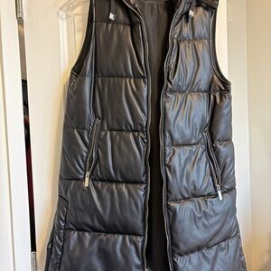Zara Black Faux Leather Quilted Vest